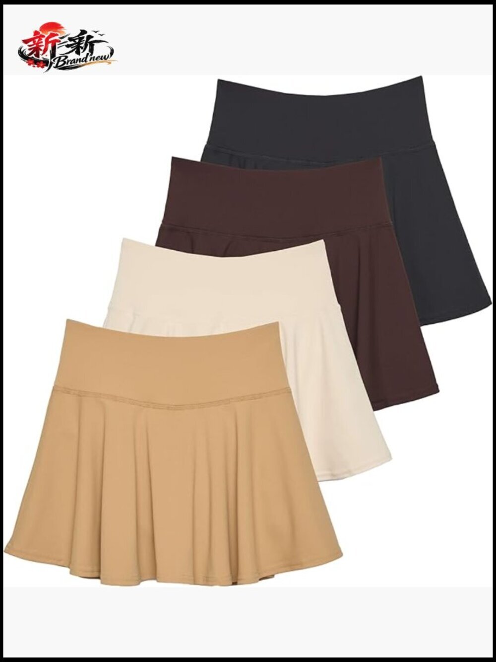 4 Pack Pleated Skater Tennis Skort with Pockets and Built-in Shorts